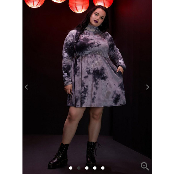 Studio Ghibli Spirited Away Haku Tie-Dye Long-Sleeve Dress Plus Size 2 - Picture 5 of 10